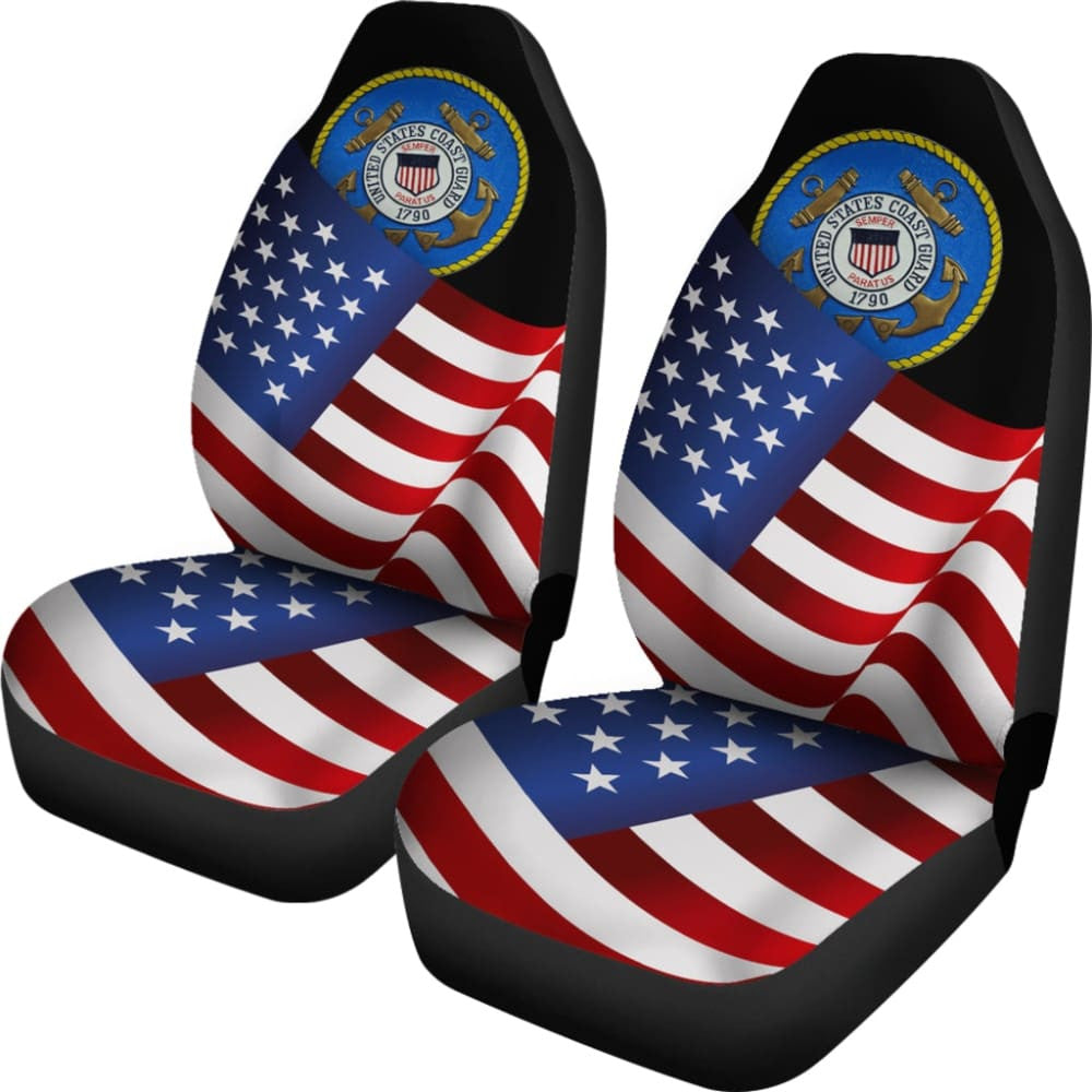 American Flag Waving US Coast Guard Car Seat Covers