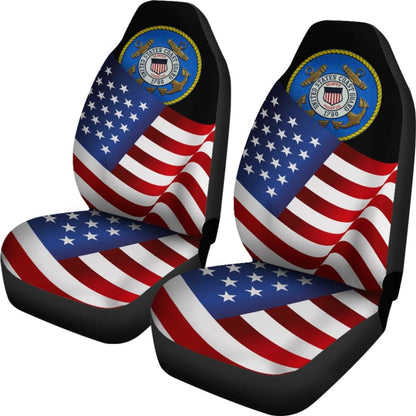 American Flag Waving US Coast Guard Car Seat Covers