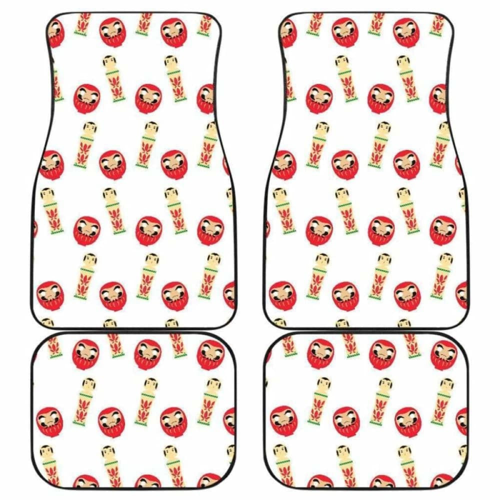 Daruma Japanese Wooden Doll Front And Back Car Mats