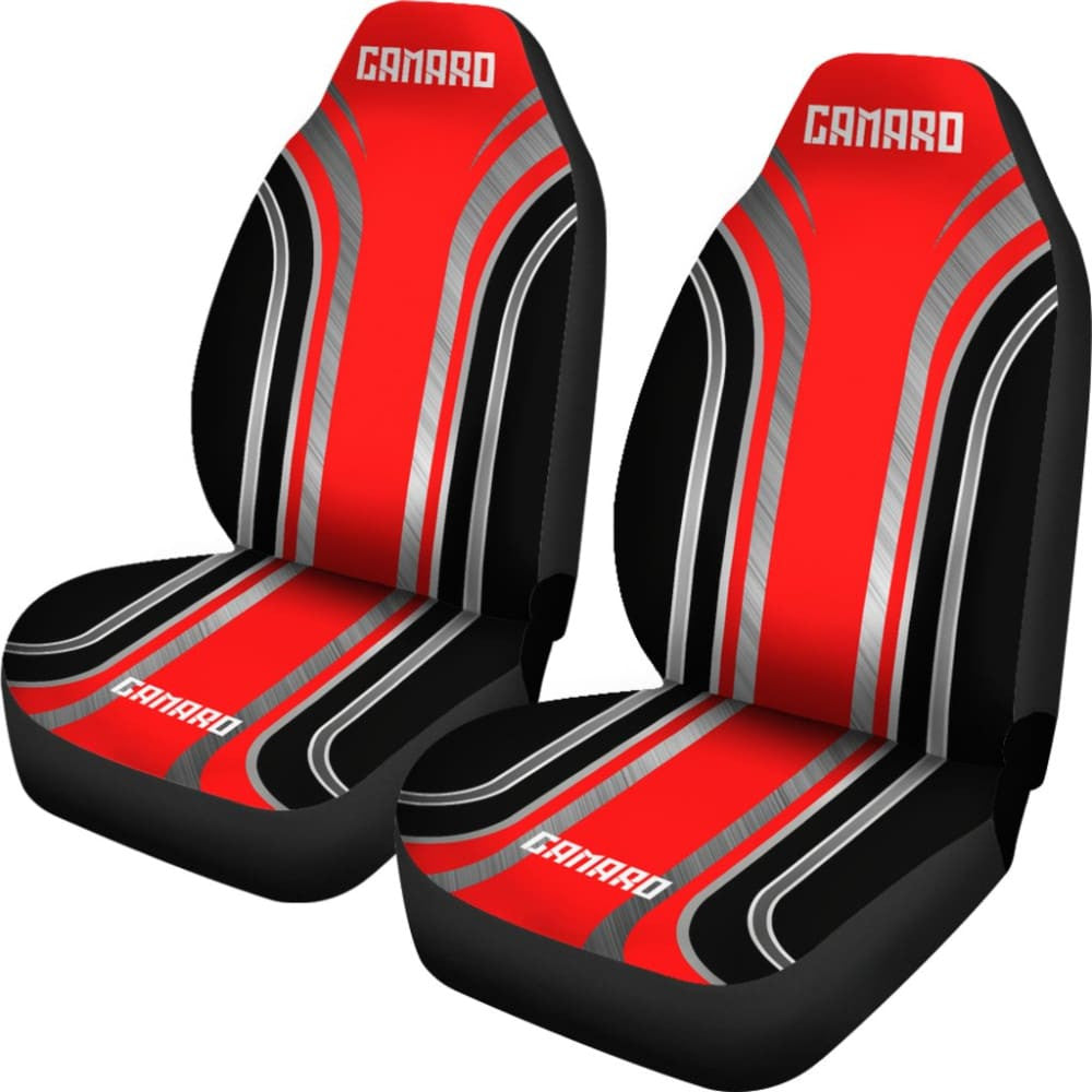 Red Black Camaro White Letter Car Seat Covers