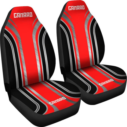 Red Black Camaro White Letter Car Seat Covers