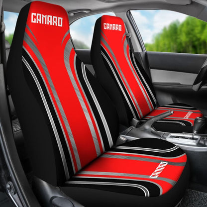 Red Black Camaro White Letter Car Seat Covers