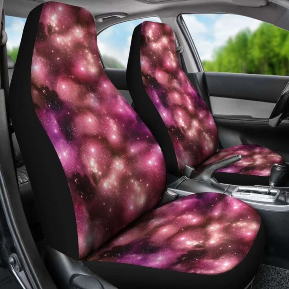 Pink Galaxy Starry Night Nebula Car Seat Covers Outer Space Stars Pattern