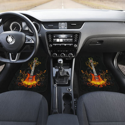 Electric Guitar Rocking In Fire Car Floor Mats