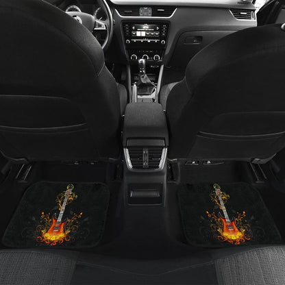Electric Guitar Rocking In Fire Car Floor Mats
