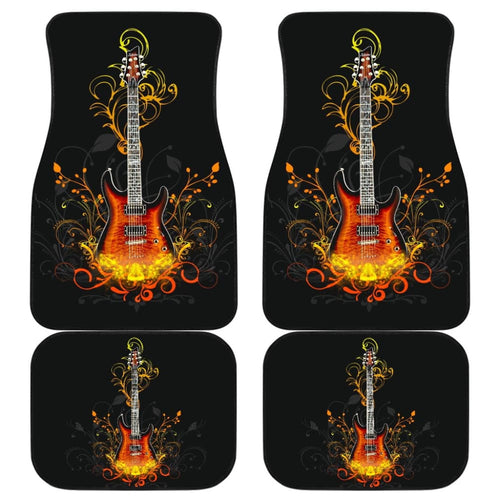 Electric Guitar Rocking In Fire Car Floor Mats