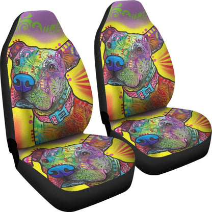 Colorful Pitbull Cute Pitbulls Dog Lover Car Seat Covers