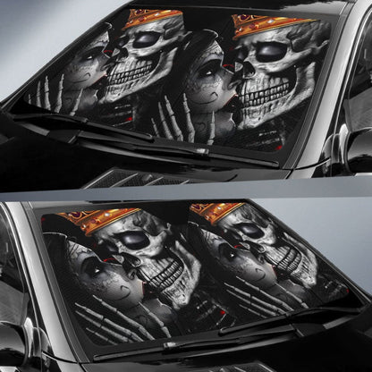 Sugar King And Queen Skull Kissing The Dead Car Auto Sun Shades