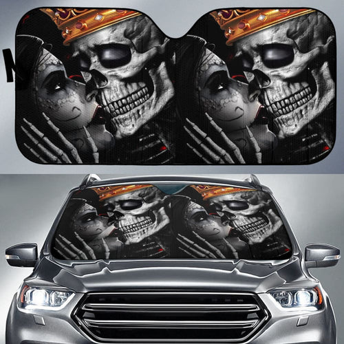 Sugar King And Queen Skull Kissing The Dead Car Auto Sun Shades