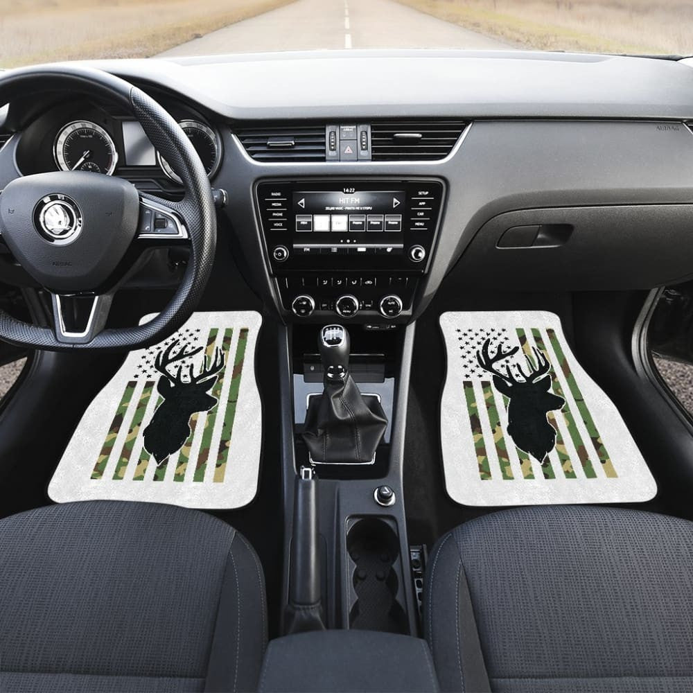 Amazing Green American Flag Deer Hunting Car Floor Mats