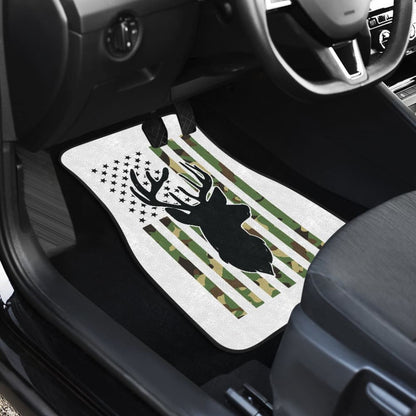 Amazing Green American Flag Deer Hunting Car Floor Mats