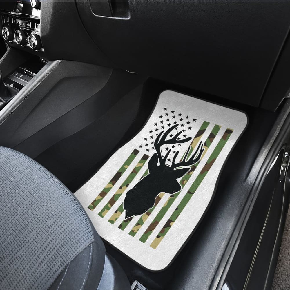 Amazing Green American Flag Deer Hunting Car Floor Mats