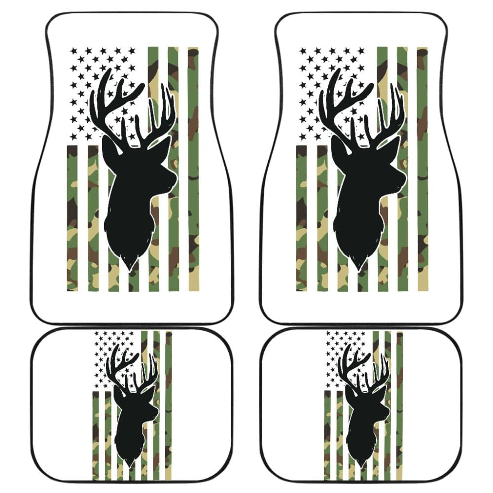 Amazing Green American Flag Deer Hunting Car Floor Mats