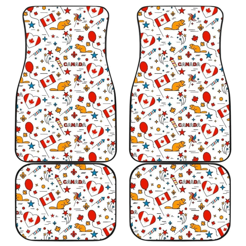 Canada Pattern Print Design  Front And Back Car Mats