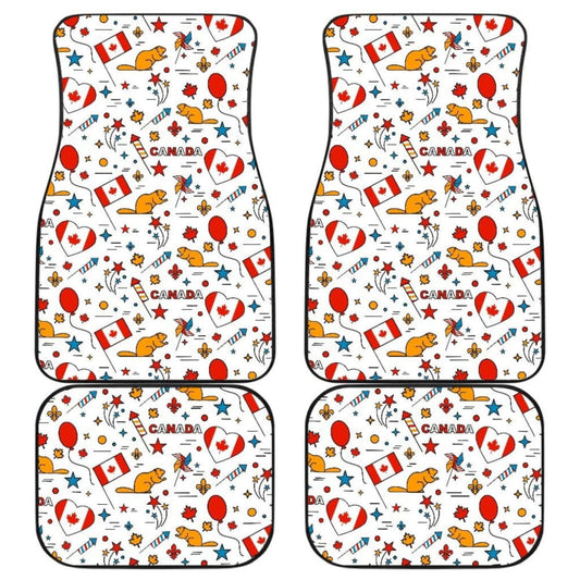 Canada Pattern Print Design  Front And Back Car Mats