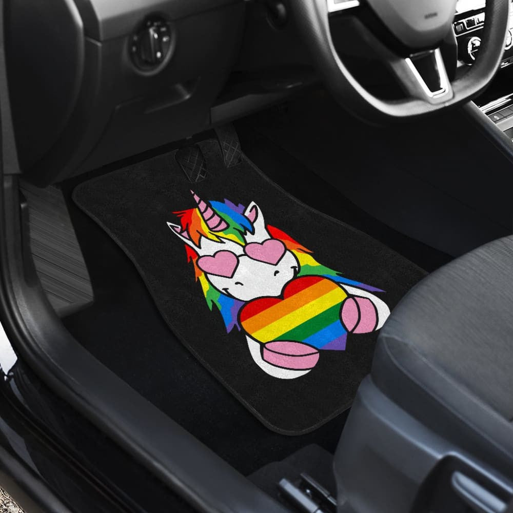 Pride LGBT Unicorn Car Floor Mats Custom Rainbow Gifts Idea Car Accessories