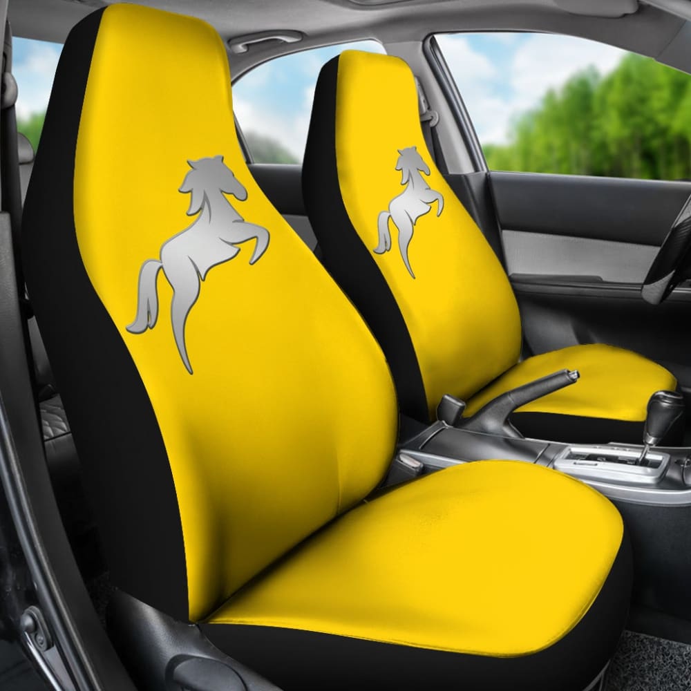 Yellow Mustang Horse Silhouette Car Seat Covers Custom