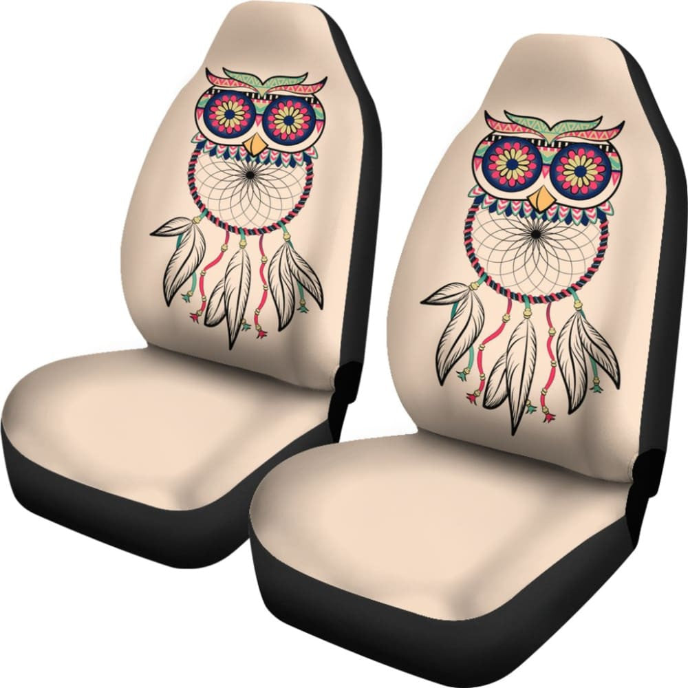 Cute Native American Owl Dreamcatcher Pink Themed Car Seat Covers