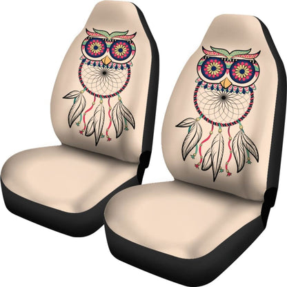 Cute Native American Owl Dreamcatcher Pink Themed Car Seat Covers