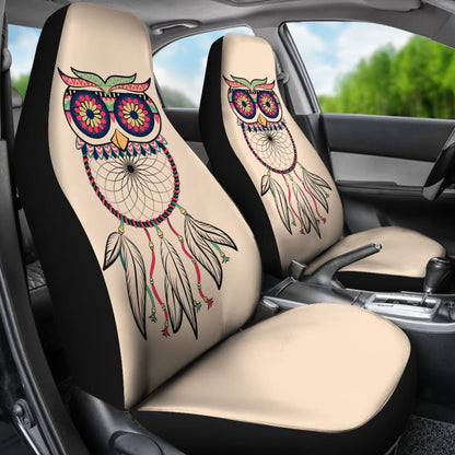 Cute Native American Owl Dreamcatcher Pink Themed Car Seat Covers