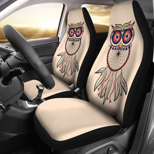 Cute Native American Owl Dreamcatcher Pink Themed Car Seat Covers