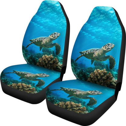 Sea Turtle Swimming Coral Reef Car Seat Covers