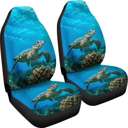 Sea Turtle Swimming Coral Reef Car Seat Covers