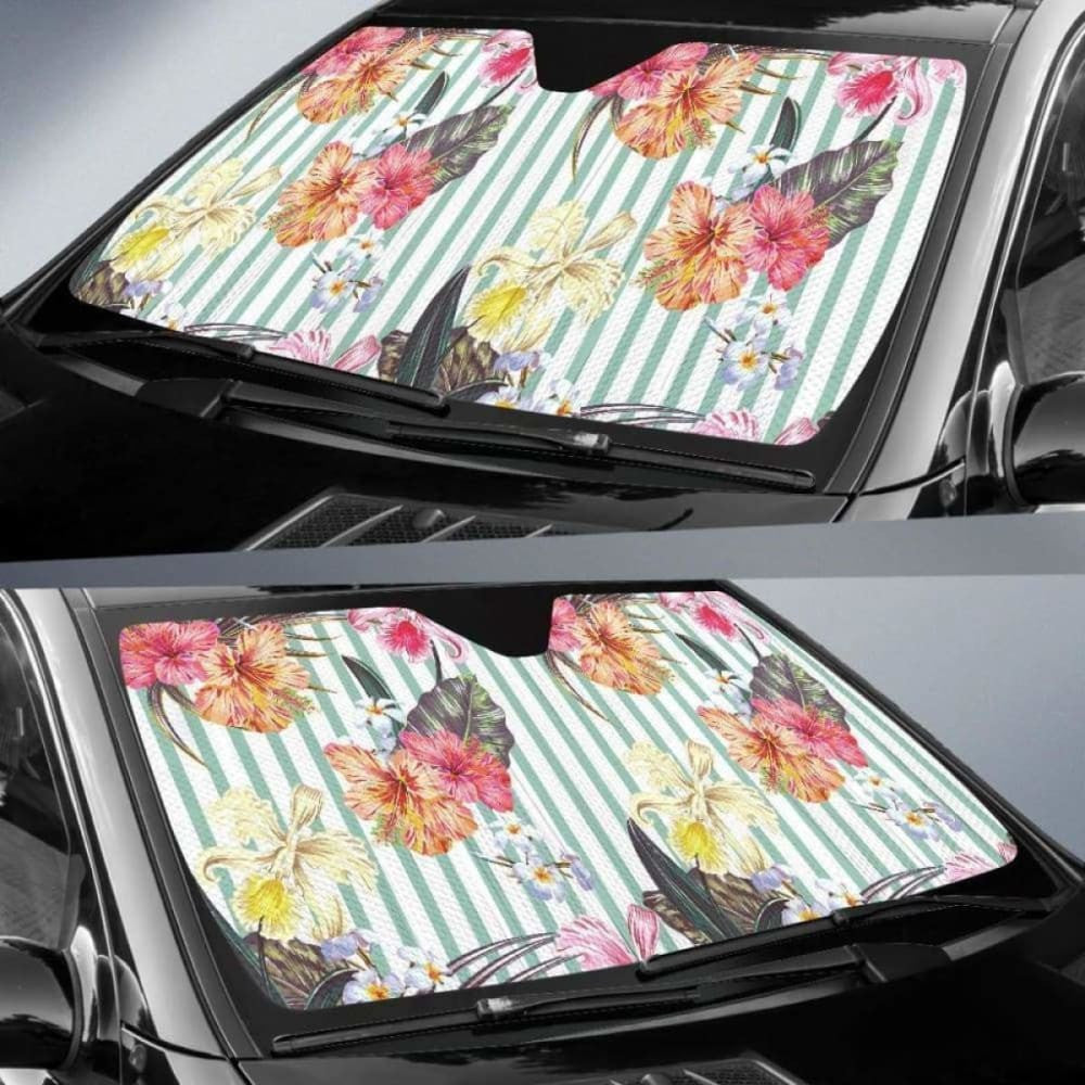 Colorful Orchid Flower Pattern Car Auto Sun Shades