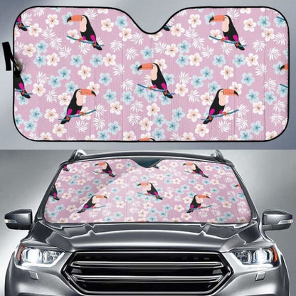 Beautiful Toucan Flower Leaves Car Auto Sun Shades