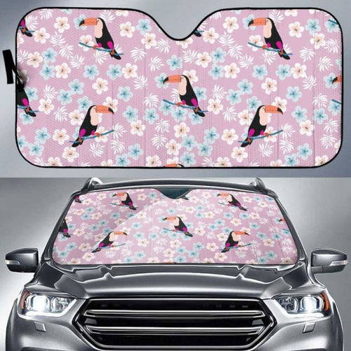 Beautiful Toucan Flower Leaves Car Auto Sun Shades