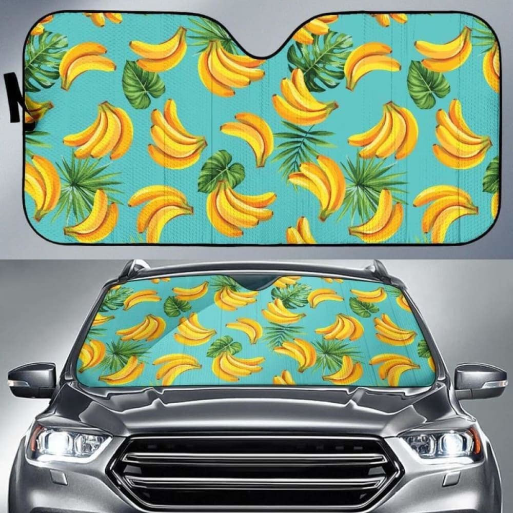 Banana Palm Leaves Pattern Background Car Auto Sun Shades