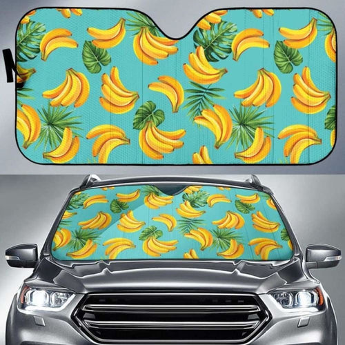 Banana Palm Leaves Pattern Background Car Auto Sun Shades