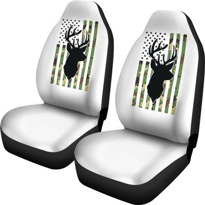 Amazing Green American Flag Deer Hunting Car Seat Covers