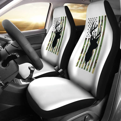 Amazing Green American Flag Deer Hunting Car Seat Covers