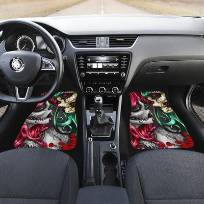 Calavera Sugar Skull Kissing Car Floor Mats