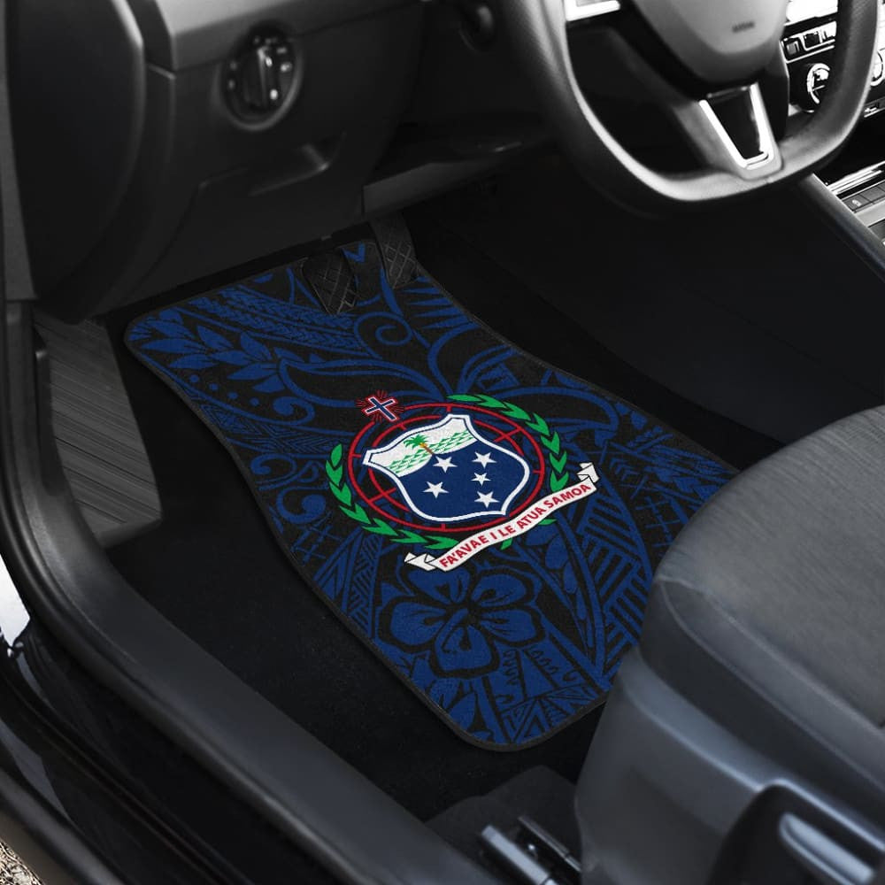 Samoa Seal In Polynesian Tattoo Blue Style Car Floor Mats