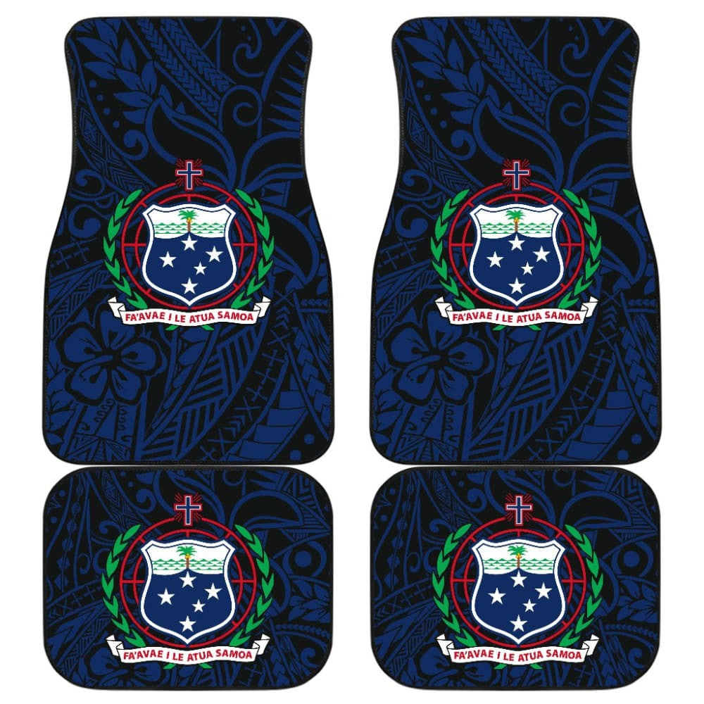 Samoa Seal In Polynesian Tattoo Blue Style Car Floor Mats