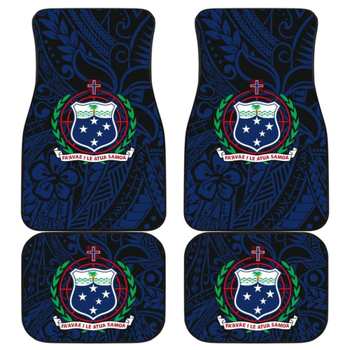 Samoa Seal In Polynesian Tattoo Blue Style Car Floor Mats