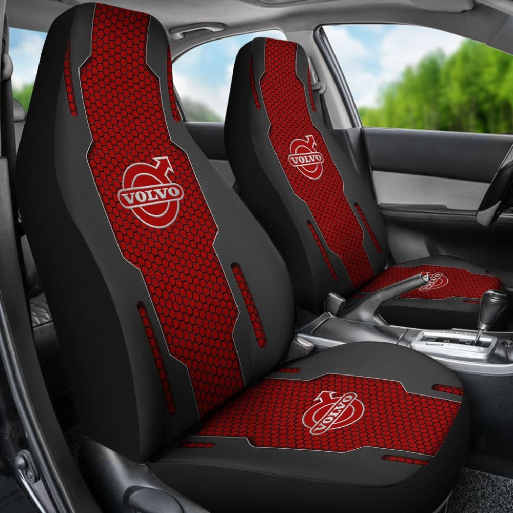 Volvo Black And Red Themed Printed Car Accessories Car Seat Covers