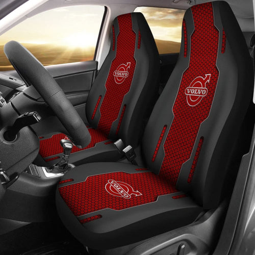 Volvo Black And Red Themed Printed Car Accessories Car Seat Covers