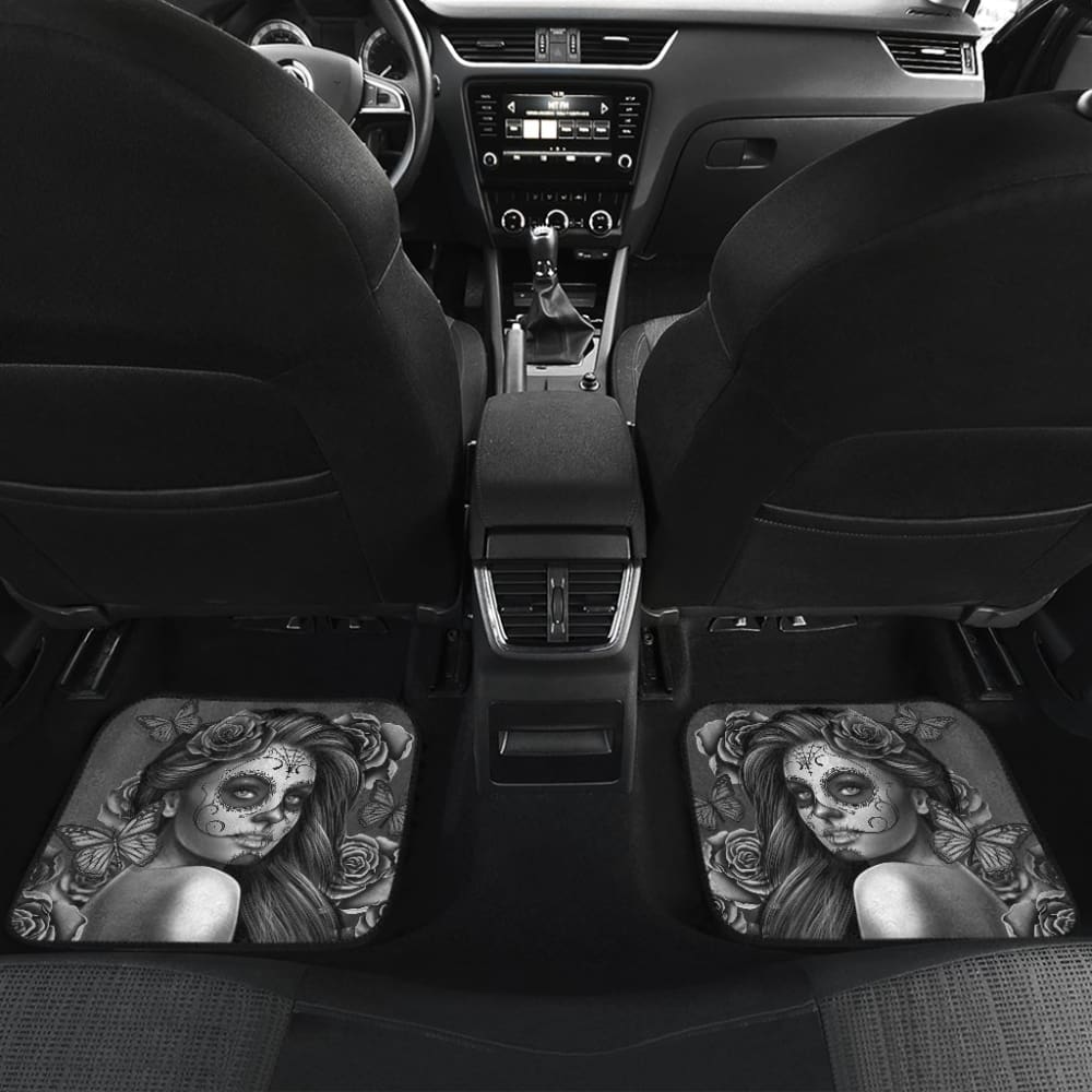 Calavera Fresh Look Design # Car Floor Mats (Vintage Retro, Front & Back)
