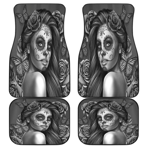 Calavera Fresh Look Design # Car Floor Mats (Vintage Retro, Front & Back)