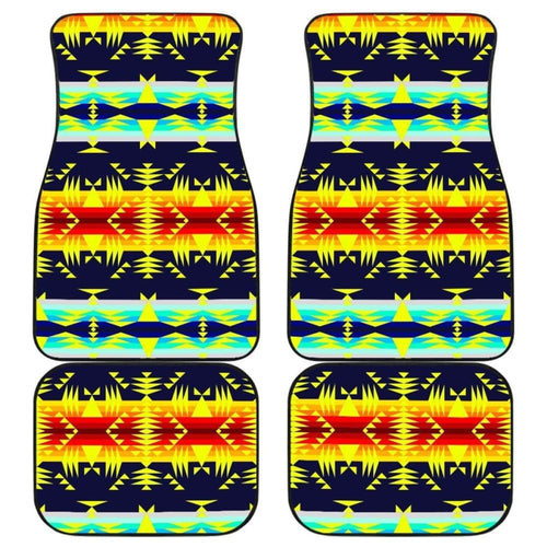 Between The Mountains Navy Yellow Car Floor Mats