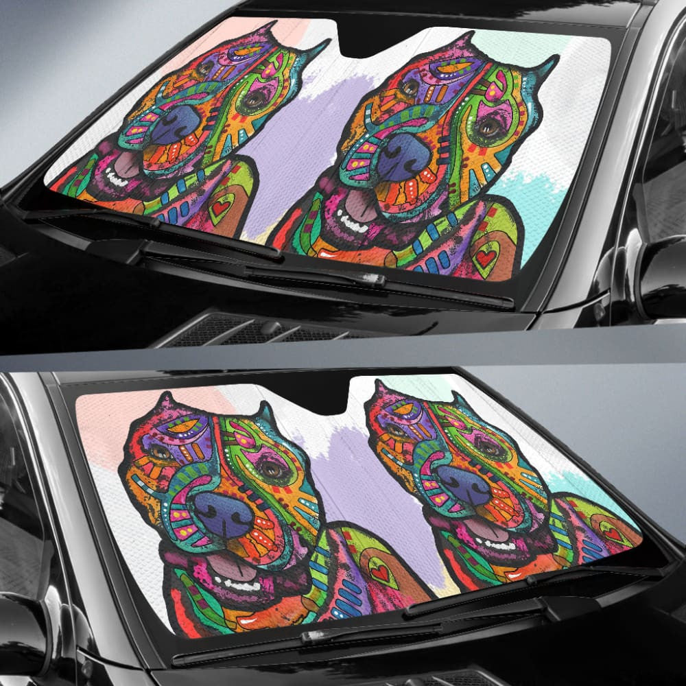 Colorful Pitbull Design Car Auto Sun Shades