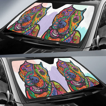 Colorful Pitbull Design Car Auto Sun Shades