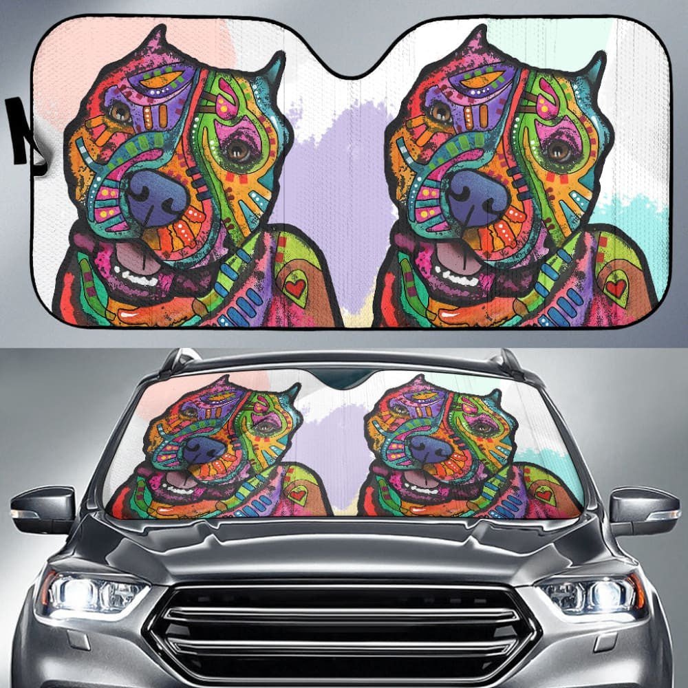 Colorful Pitbull Design Car Auto Sun Shades