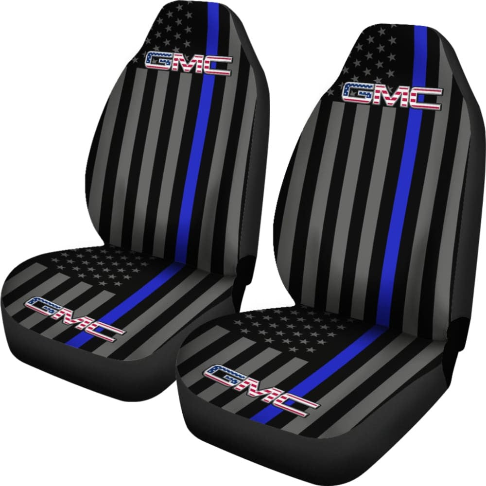 American Flag Car Seat Covers With Thin Blue Line Mix GMC