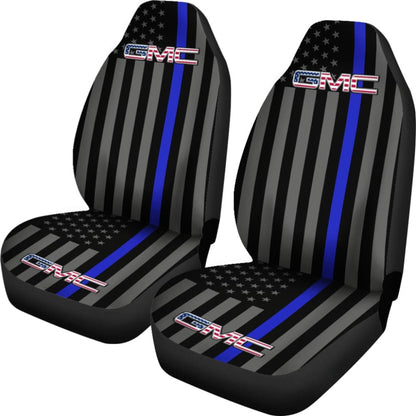 American Flag Car Seat Covers With Thin Blue Line Mix GMC