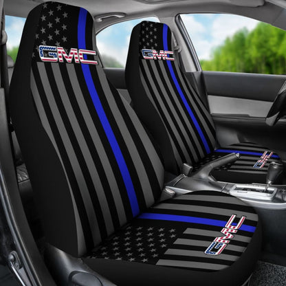 American Flag Car Seat Covers With Thin Blue Line Mix GMC