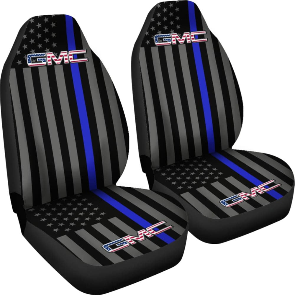 American Flag Car Seat Covers With Thin Blue Line Mix GMC